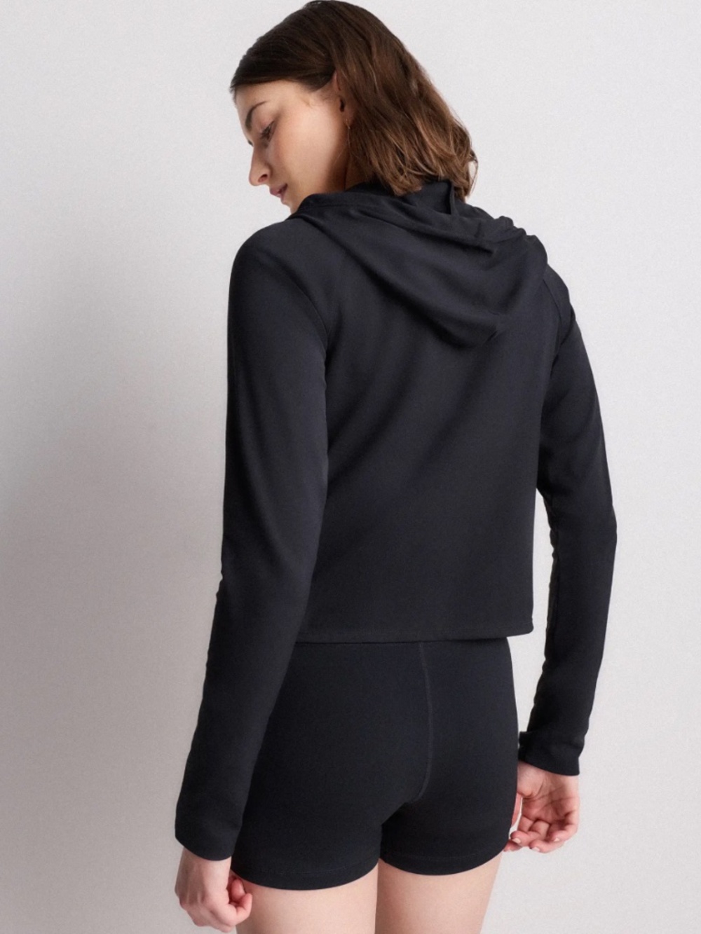 Quince Ultra-Form Hooded Crop Jacket Black S NWT - Picture 5 of 10